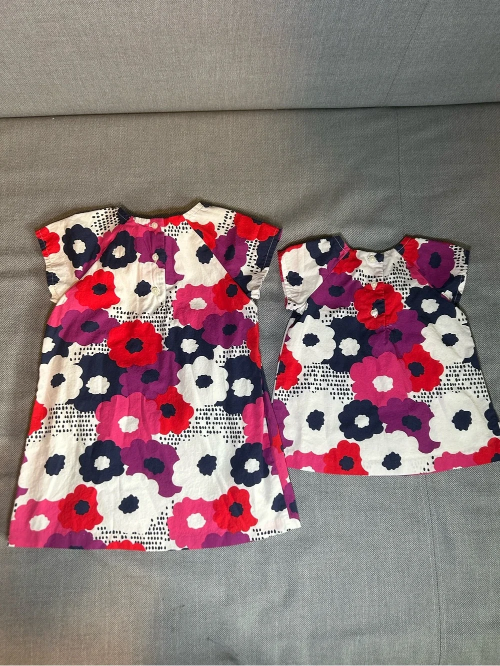 Gymboree White Dress with Pink and Navy Floral Accents